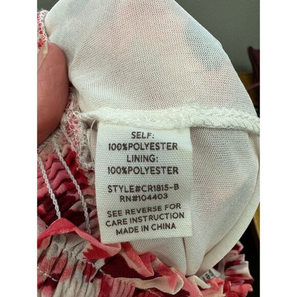 Blu Pepper Skirt Skort Smocked Waist Tiered‎ Ruffle Size Small Pink Maroon Red - Picture 6 of 6